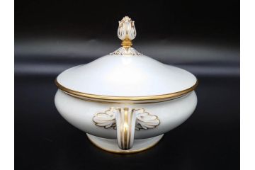 大倉陶園(OKURA、OAC)　オールド大倉　ゴールドライン　優美なフォルムのチュリーン(チューリン、ポット、ふかひれ皿、トンキ、蓋物、深皿、金彩)(R-081306)