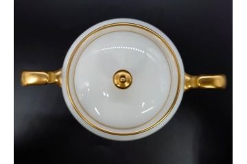 大倉陶園(OKURA、OAC)　オールド大倉　ゴールドライン　ティーカップ&ソーサー　食卓に上品な雰囲気を与えるシュガーポット&クリーマー&C&Sセット(ミルクポット、ミルクジャー、金彩、ボウル、ボンボン入れ)(R-081307)