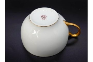 大倉陶園(OKURA、OAC)　オールド大倉　ゴールドライン　ティーカップ&ソーサー　食卓に上品な雰囲気を与えるシュガーポット&クリーマー&C&Sセット(ミルクポット、ミルクジャー、金彩、ボウル、ボンボン入れ)(R-081307)