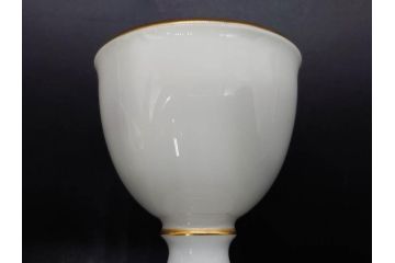大倉陶園(OKURA、OAC)　オールド大倉　ゴールドライン　高級感のあるエッグスタンド6客セット(金彩、エッグカップ、洋食器、白磁)(R-081308)