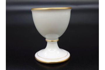 大倉陶園(OKURA、OAC)　オールド大倉　ゴールドライン　高級感のあるエッグスタンド6客セット(金彩、エッグカップ、洋食器、白磁)(R-081308)