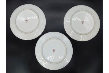 大倉陶園(OKURA、OAC)　オールド大倉　ゴールドライン　上品な雰囲気が魅力のプレート3枚セット(金彩、白磁、洋食器、中皿)(R-081309)
