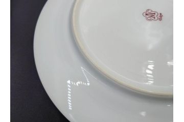 大倉陶園(OKURA、OAC)　オールド大倉　ゴールドライン　上品な雰囲気が魅力のプレート3枚セット(金彩、白磁、洋食器、中皿)(R-081309)