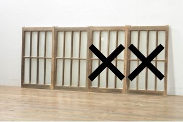 アンティーク建具　レトロな空間作りにおすすめなガラス窓2枚セット(引き戸、ガラス戸)(R-081310)