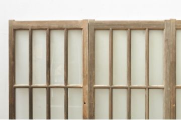 アンティーク建具　レトロな空間作りにおすすめなガラス窓2枚セット(引き戸、ガラス戸)(R-081310)