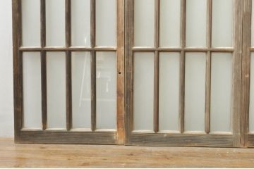 アンティーク建具　レトロな空間作りにおすすめなガラス窓2枚セット(引き戸、ガラス戸)(R-081310)