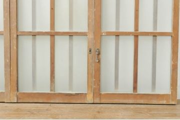 アンティーク建具　レトロな空間作りにおすすめなガラス窓2枚セット(引き戸、ガラス戸)(R-081310)