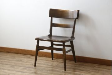 中古　ナラ材　柏木工(KASHIWA)　WILDERNESS(ウィルダネス)　木の温かみある風合いが魅力的なダイニングチェア(板座チェア、イス、椅子)(R-081311)