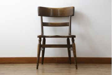 中古　ナラ材　柏木工(KASHIWA)　WILDERNESS(ウィルダネス)　木の温かみある風合いが魅力的なダイニングチェア(板座チェア、イス、椅子)(R-081311)