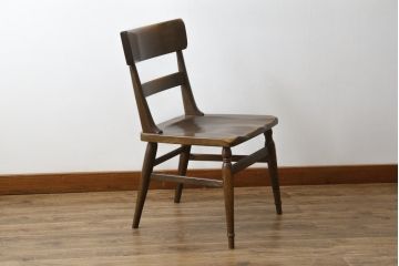 中古　ナラ材　柏木工(KASHIWA)　WILDERNESS(ウィルダネス)　木の温かみある風合いが魅力的なダイニングチェア(板座チェア、イス、椅子)(R-081311)