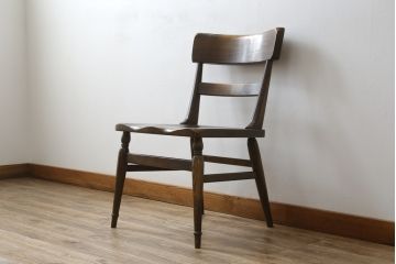 中古　ナラ材　柏木工(KASHIWA)　WILDERNESS(ウィルダネス)　木の温かみある風合いが魅力的なダイニングチェア(板座チェア、イス、椅子)(R-081311)