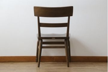 中古　ナラ材　柏木工(KASHIWA)　WILDERNESS(ウィルダネス)　木の温かみある風合いが魅力的なダイニングチェア(板座チェア、イス、椅子)(R-081311)