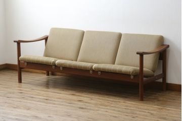 デンマークビンテージ　Hans J Wegner(ハンス・J・ウェグナー)　GETAMA (ゲタマ)　チーク材　GE280　トリプルソファ(3人掛け、3P、三人掛け、3シーター、ヴィンテージ)(R-081317)