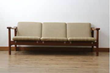 デンマークビンテージ　Hans J Wegner(ハンス・J・ウェグナー)　GETAMA (ゲタマ)　チーク材　GE280　トリプルソファ(3人掛け、3P、三人掛け、3シーター、ヴィンテージ)(R-081317)