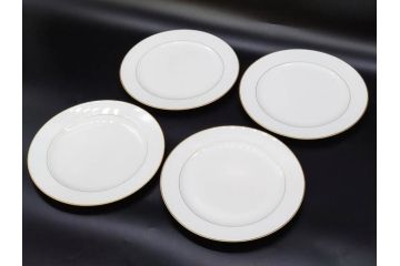 大倉陶園(OKURA、OAC)　オールド大倉　ゴールドライン　気品を感じるプレート4枚セット(金彩、白磁、洋食器、中皿)(R-081319)