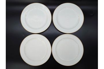 大倉陶園(OKURA、OAC)　オールド大倉　ゴールドライン　気品を感じるプレート4枚セット(金彩、白磁、洋食器、中皿)(R-081319)