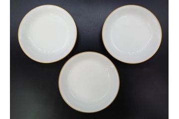 大倉陶園(OKURA、OAC)　オールド大倉　ゴールドライン　艶やかな美しさのあるプレート8枚セット(金彩、白磁、洋食器、中皿、小皿、フルーツ皿)(R-081320)