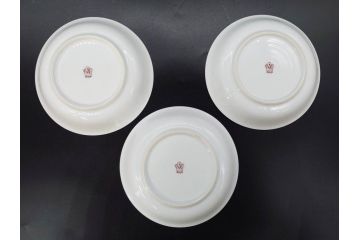 大倉陶園(OKURA、OAC)　オールド大倉　ゴールドライン　艶やかな美しさのあるプレート8枚セット(金彩、白磁、洋食器、中皿、小皿、フルーツ皿)(R-081320)