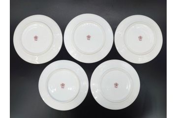 大倉陶園(OKURA、OAC)　オールド大倉　ゴールドライン　艶やかな美しさのあるプレート8枚セット(金彩、白磁、洋食器、中皿、小皿、フルーツ皿)(R-081320)