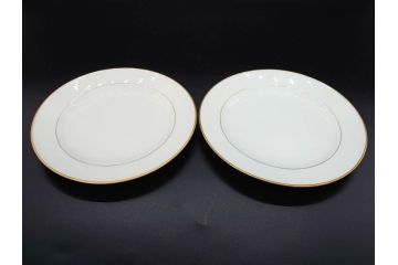 大倉陶園(OKURA、OAC)　オールド大倉　ゴールドライン　艶やかな美しさのあるプレート8枚セット(金彩、白磁、洋食器、中皿、小皿、フルーツ皿)(R-081320)