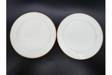 大倉陶園(OKURA、OAC)　オールド大倉　ゴールドライン　艶やかな美しさのあるプレート8枚セット(金彩、白磁、洋食器、中皿、小皿、フルーツ皿)(R-081320)