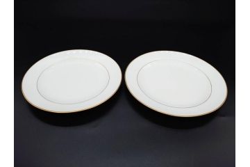 大倉陶園(OKURA、OAC)　オールド大倉　ゴールドライン　艶やかな美しさのあるプレート8枚セット(金彩、白磁、洋食器、中皿、小皿、フルーツ皿)(R-081320)