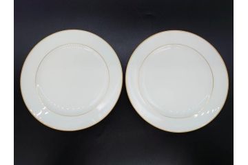 大倉陶園(OKURA、OAC)　オールド大倉　ゴールドライン　艶やかな美しさのあるプレート8枚セット(金彩、白磁、洋食器、中皿、小皿、フルーツ皿)(R-081320)