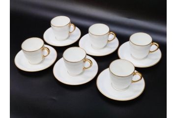 大倉陶園(OKURA、OAC)　オールド大倉　ゴールドライン　くつろぎの時間が楽しめるカップ&ソーサー6客セット(デミタス、C&S、金彩、白磁、洋食器)(R-081321)