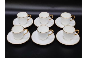 大倉陶園(OKURA、OAC)　オールド大倉　ゴールドライン　くつろぎの時間が楽しめるカップ&ソーサー6客セット(デミタス、C&S、金彩、白磁、洋食器)(R-081321)