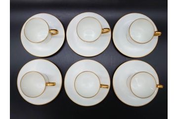 大倉陶園(OKURA、OAC)　オールド大倉　ゴールドライン　くつろぎの時間が楽しめるカップ&ソーサー6客セット(デミタス、C&S、金彩、白磁、洋食器)(R-081321)