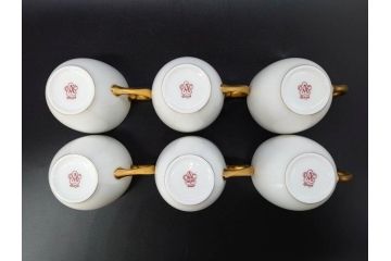 大倉陶園(OKURA、OAC)　オールド大倉　ゴールドライン　くつろぎの時間が楽しめるカップ&ソーサー6客セット(デミタス、C&S、金彩、白磁、洋食器)(R-081321)