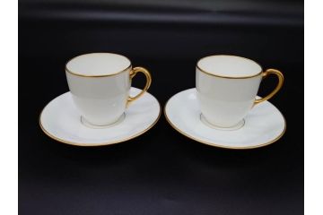 大倉陶園(OKURA、OAC)　オールド大倉　ゴールドライン　くつろぎの時間が楽しめるカップ&ソーサー6客セット(デミタス、C&S、金彩、白磁、洋食器)(R-081321)