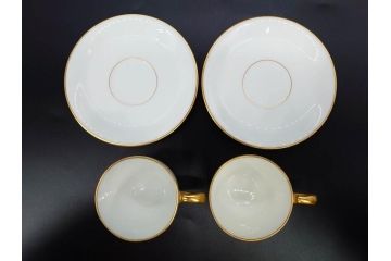 大倉陶園(OKURA、OAC)　オールド大倉　ゴールドライン　くつろぎの時間が楽しめるカップ&ソーサー6客セット(デミタス、C&S、金彩、白磁、洋食器)(R-081321)