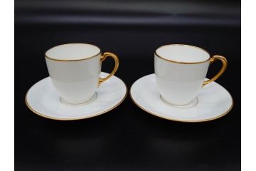 大倉陶園(OKURA、OAC)　オールド大倉　ゴールドライン　くつろぎの時間が楽しめるカップ&ソーサー6客セット(デミタス、C&S、金彩、白磁、洋食器)(R-081321)