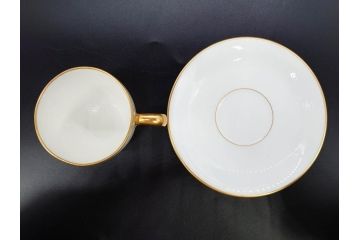 大倉陶園(OKURA、OAC)　オールド大倉　ゴールドライン　くつろぎの時間が楽しめるカップ&ソーサー6客セット(デミタス、C&S、金彩、白磁、洋食器)(R-081321)