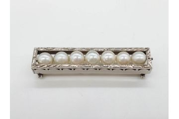 彫金　真珠　パール　SPM刻印　気品に満ちた帯留3点セット(藤?、花、帯留め、着物道具、和装小物、アクセサリー)(R-081322)　