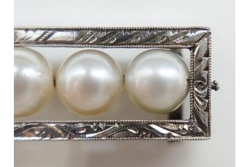 彫金　真珠　パール　SPM刻印　気品に満ちた帯留3点セット(藤?、花、帯留め、着物道具、和装小物、アクセサリー)(R-081322)　