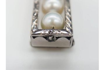 彫金　真珠　パール　SPM刻印　気品に満ちた帯留3点セット(藤?、花、帯留め、着物道具、和装小物、アクセサリー)(R-081322)　
