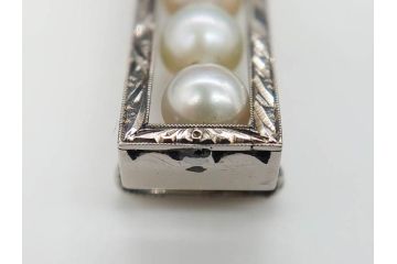 彫金　真珠　パール　SPM刻印　気品に満ちた帯留3点セット(藤?、花、帯留め、着物道具、和装小物、アクセサリー)(R-081322)　
