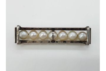 彫金　真珠　パール　SPM刻印　気品に満ちた帯留3点セット(藤?、花、帯留め、着物道具、和装小物、アクセサリー)(R-081322)　