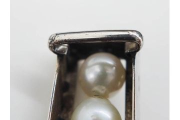 彫金　真珠　パール　SPM刻印　気品に満ちた帯留3点セット(藤?、花、帯留め、着物道具、和装小物、アクセサリー)(R-081322)　