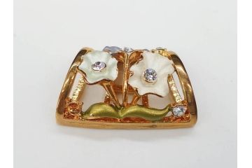 彫金　真珠　パール　SPM刻印　気品に満ちた帯留3点セット(藤?、花、帯留め、着物道具、和装小物、アクセサリー)(R-081322)　