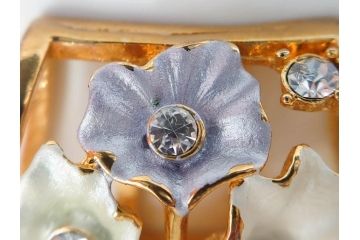 彫金　真珠　パール　SPM刻印　気品に満ちた帯留3点セット(藤?、花、帯留め、着物道具、和装小物、アクセサリー)(R-081322)　