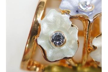 彫金　真珠　パール　SPM刻印　気品に満ちた帯留3点セット(藤?、花、帯留め、着物道具、和装小物、アクセサリー)(R-081322)　