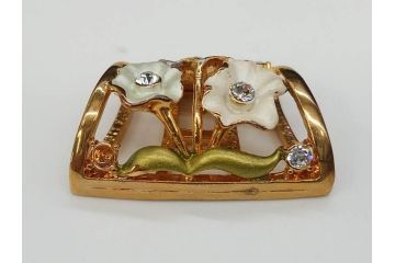 彫金　真珠　パール　SPM刻印　気品に満ちた帯留3点セット(藤?、花、帯留め、着物道具、和装小物、アクセサリー)(R-081322)　