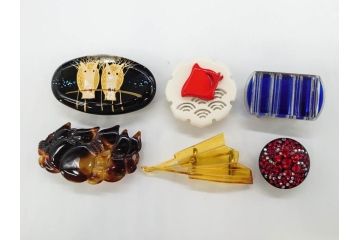 べっ甲(鼈甲)　螺鈿　色々な組合せが楽しめる帯留6点セット(瓢箪、ひょうたん、フクロウ、梟、波に千鳥、扇子、帯留め、着物道具、和装小物、アクセサリー)(R-081323)