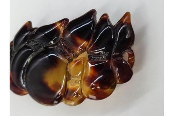 べっ甲(鼈甲)　螺鈿　色々な組合せが楽しめる帯留6点セット(瓢箪、ひょうたん、フクロウ、梟、波に千鳥、扇子、帯留め、着物道具、和装小物、アクセサリー)(R-081323)