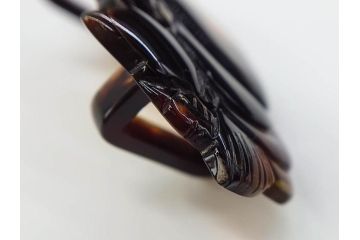 べっ甲(鼈甲)　螺鈿　色々な組合せが楽しめる帯留6点セット(瓢箪、ひょうたん、フクロウ、梟、波に千鳥、扇子、帯留め、着物道具、和装小物、アクセサリー)(R-081323)