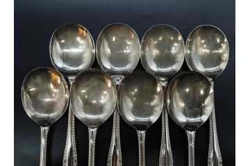 ビンテージ　イギリス　SHEFFIELD ENGLAND　EPNS A1　持ち手の繊細な細工が美しいカトラリーセット72点(ヴィンテージ、シェフィールド、ナイフ、フォーク、スプーン、洋食器、収納袋付き、英国)(R-081324)