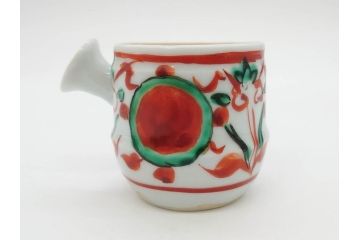 須田菁華　九谷焼　呉須赤絵　赤玉　鮮やかな色合いに気分も華やぐ急須(花、和食器、水注、茶道具、煎茶、茶器、水指、水差、共箱付き、ウコン布付き)(R-081325)